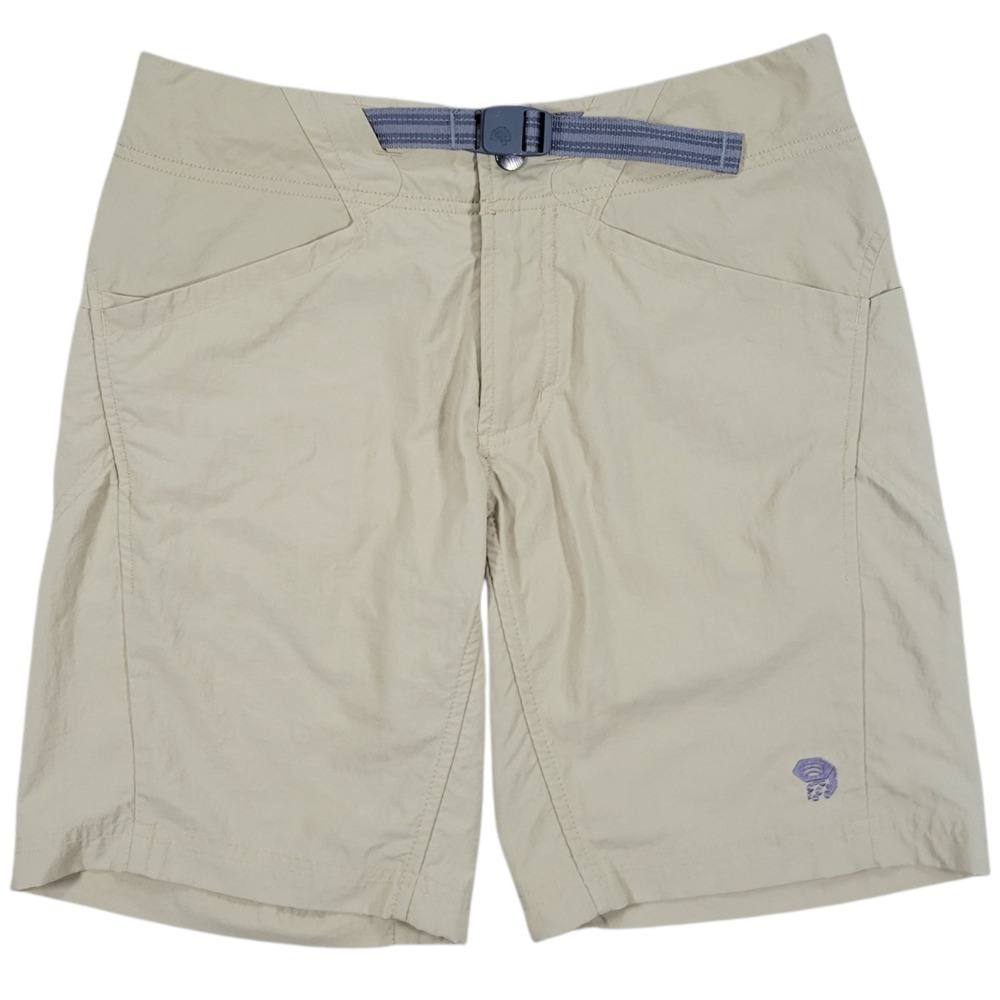 Mountain Hardwear Shorts Womens 2 Beige Nylon Belted UPF Hiking Outdoor Gorpcore
